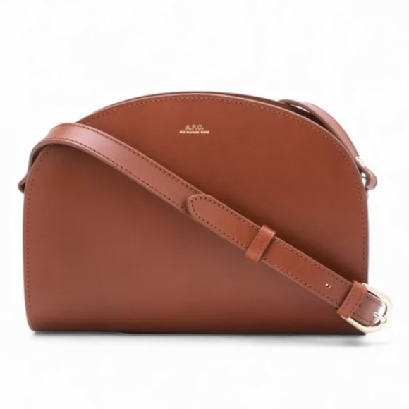 A.P.C. Handbags - A.P.C. Chestnut Leather Demi Lune Crossbody Bag
